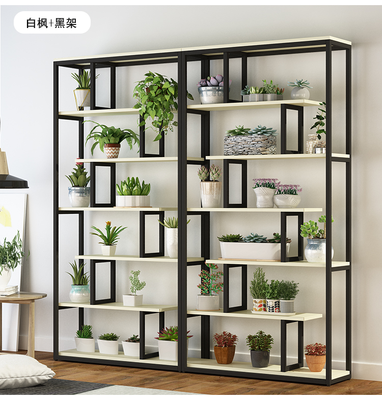 Florist trưng bày kệ kệ hoa màu xanh lá cây rắn gỗ rèn phòng khách nhiều tầng lầu trong nhà nhiều tầng giá đa chức năng - Kệ kệ để giày dép