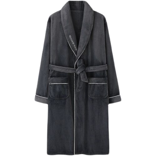 Коралловый бархатный демисезонный утепленный банный халат, зимняя длинная удерживающая тепло фланелевая пижама