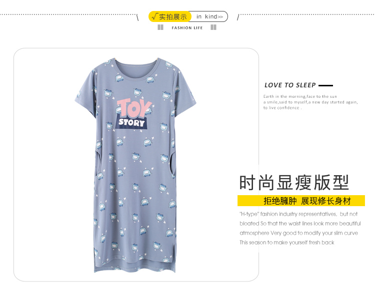 Váy ngủ nữ mùa hè cotton tươi Hàn Quốc mùa hè cotton ngọt ngào dễ thương Bộ đồ ngủ ngắn tay có thể mặc ngoài dịch vụ tại nhà vay ngu lua cao cap