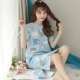 Váy ngủ nữ mùa hè cotton tươi Hàn Quốc mùa hè cotton ngọt ngào dễ thương Bộ đồ ngủ ngắn tay có thể mặc ngoài dịch vụ tại nhà vay cotton