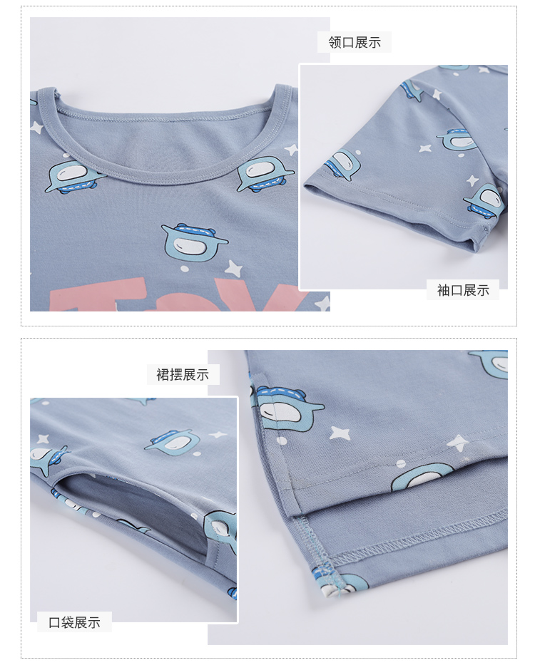 Váy ngủ nữ mùa hè cotton tươi Hàn Quốc mùa hè cotton ngọt ngào dễ thương Bộ đồ ngủ ngắn tay có thể mặc ngoài dịch vụ tại nhà vay ngu lua cao cap