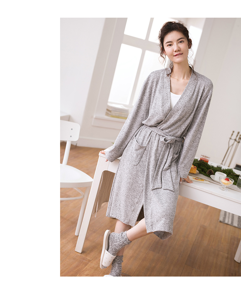 Đồ ngủ Jing Yun nữ mùa thu và mùa đông tuyết xám nhung dài tay cổ tròn nhà nữ phục vụ ấm áp quần nhà phù hợp với hai mảnh do bo nu dep