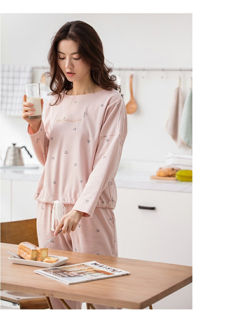 Jing Yun 2018 xuân mới đồ ngủ nữ mùa thu cotton dài tay nữ dịch vụ tại nhà cô gái dễ thương có thể mặc một bộ đồ - Bên ngoài ăn mặc bộ thể thao nam đẹp