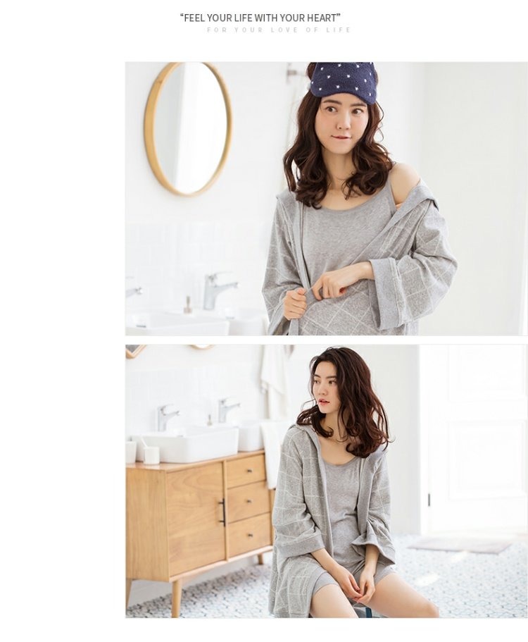 Jing Yun mùa thu mới phụ nữ cotton dài tay đồ ngủ đơn giản dịch vụ nhà giản dị áo ngủ màu rắn lỏng áo mùa xuân - Night Robe bộ pijama