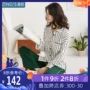 Jing Yun mới mùa thu nữ đồ ngủ cotton dài tay phụ nữ sọc đơn giản dịch vụ nhà cotton phù hợp với hai mảnh - Bên ngoài ăn mặc bộ mặc nhà thu đông