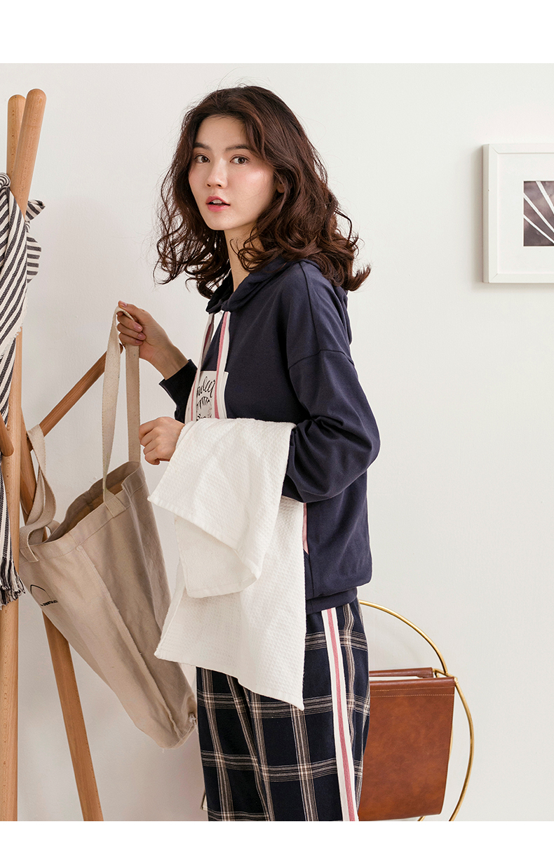 Jing Yun mùa thu vài bộ đồ ngủ dài tay cotton cổ tròn nam phục vụ nhà phù hợp với lưới đơn giản váy ngủ nữ đồ bộ pijama