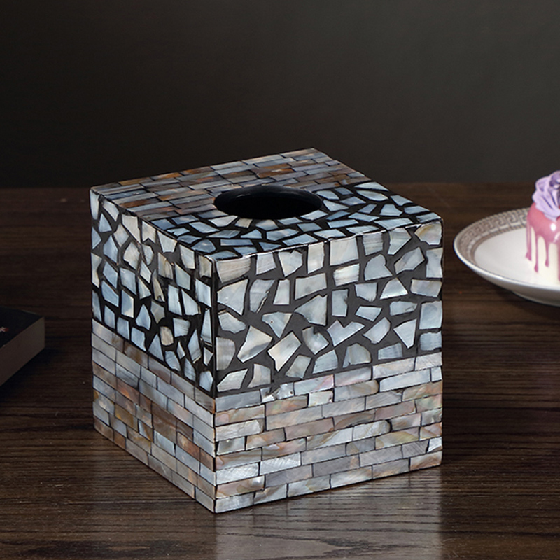Nordic imported handmade shell tissue box Hotel creative light luxury American modern household living room dining room toilet paper box