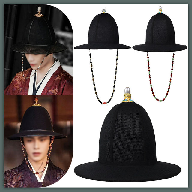 Ming Dynasty large brimmed hat round hat groomsman hat Hanfu big round hat flying fish suit dome flying saucer hat black chivalrous costume