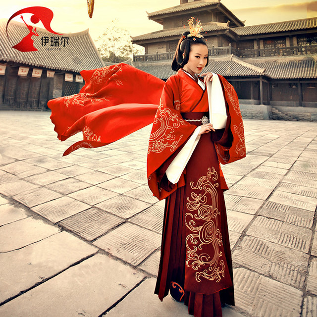 Beautiful Scheming Lady Lin Xintong's Same Style Ancient Costume Queen Chinese-Style Hanfu Wedding Dress Chinese Style Bright Red Bride and Groom Wedding Attire