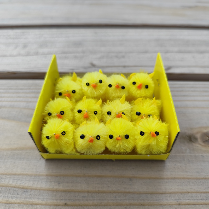 Scrawled Chick, Fluffy Chick, Mini Yellow Chick, Plush Chick, Easter Chick, Realistic Chicken 2.5cm