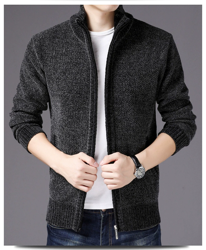 Playboy winter nam 2019 phiên bản Hàn Quốc mới của xu hướng áo len cardigan mỏng đẹp trai cộng với áo len nhung - Cardigan