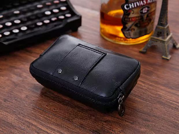 Túi đựng điện thoại di động Túi da nam đeo thắt lưng Túi da waferet Đồng xu siêu mỏng Ví kinh doanh Samsung gạo đỏ túi đựng điện thoại da thật