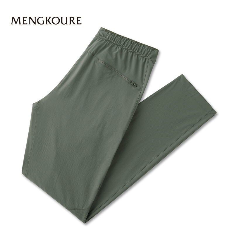 Mengkou Hot Sale 92244 Men's Summer Thin Quick-Drying Cool Casual Pants Solid Color Hiking High-End Sweatpants for Men