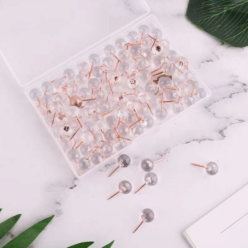 100 pieces box creative transparent color ball nail photo wall cork nail art nail push nail big head nail