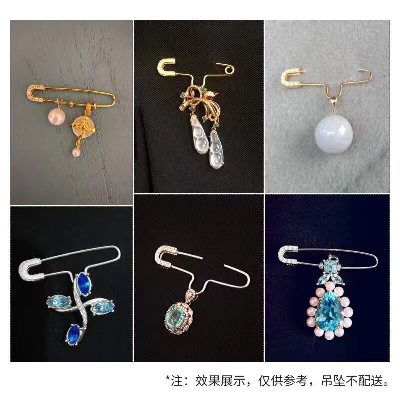 925 pure silver brooch anti-walking light U shape pin fixing clothes buckle needle back tattooy needle pendant changing chest needle DIY accessories