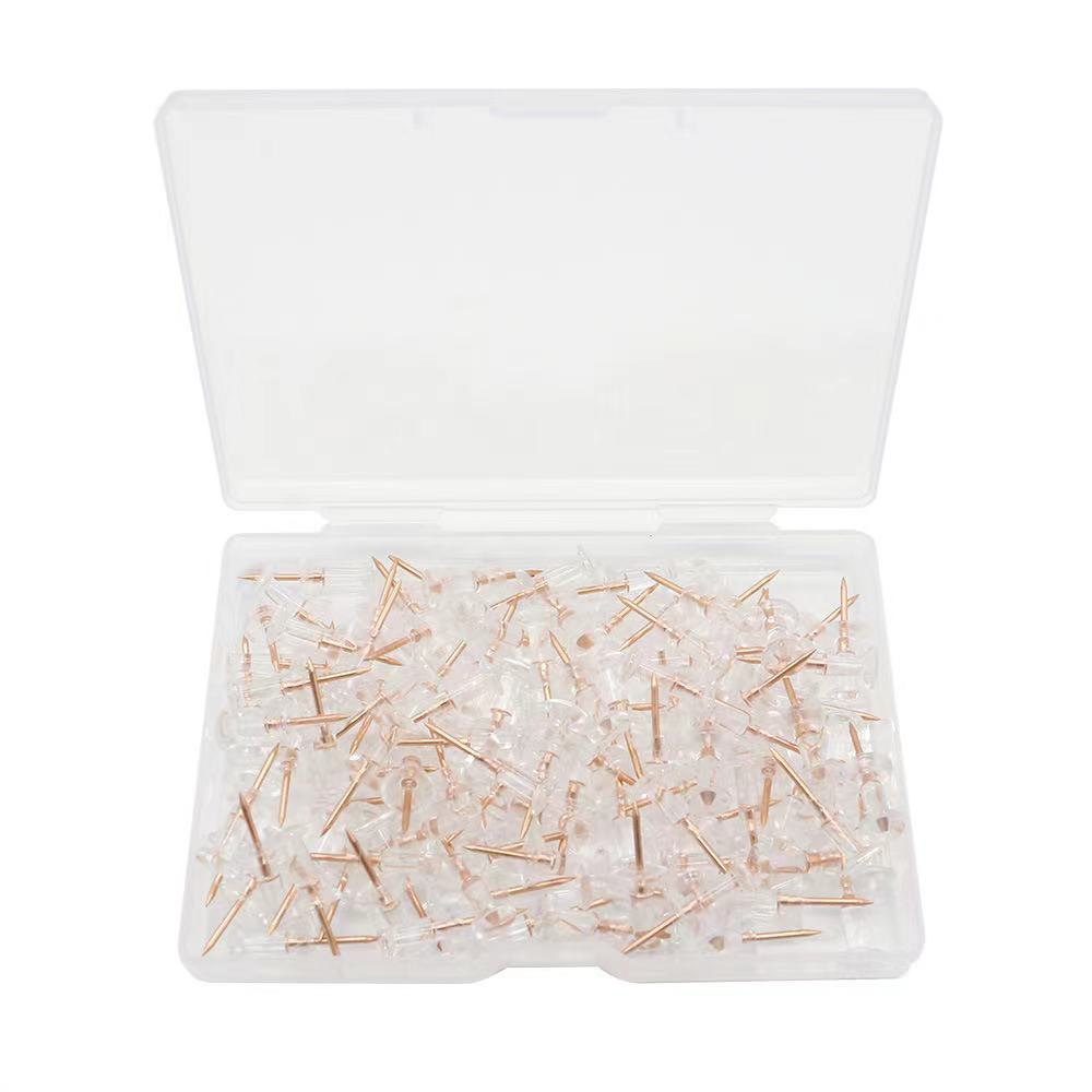 100 boxes of rose gold transparent I-shaped nail pushpin decoration photo wall cork message art nail press nail