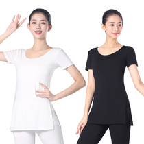  Spring and summer dance clothes Yoga clothes womens one-piece top long split fitness clothes on both sides Modern dance examination practice clothes