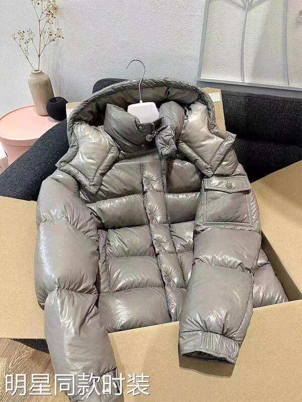 Hong Kong Sun with Me Bai Baihe's Same Style Mengjia down Jacket 70Th Anniversary Double Standard Hooded down Jacket Short Style for Women