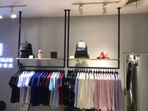 Clothing store retro solid wood ceiling shelves hanging side-hanging hangers custom-made hangers on the wall boys and girls clothing rings