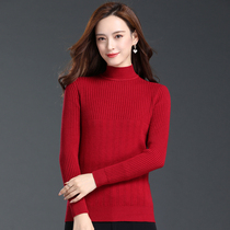 City of Ordos 100% pure cashmere winter New thickened warm medium high collar black needle weawn wool sweaters women