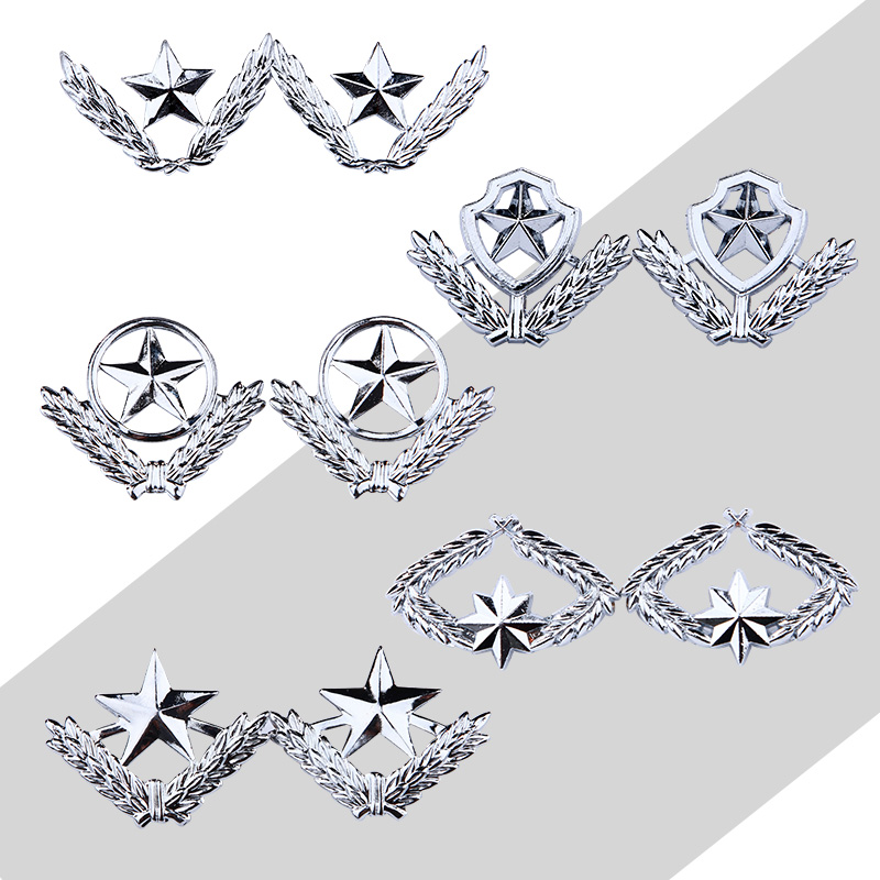 Security Clothing Accessories Collar Floral Shoulder Floral Collar Accessories Metal Small Hat Emblem Air Brother-in-law Cap Emblem Clothing Accessories Golden Silver Color