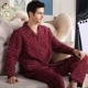 Bộ đồ ngủ nam dài tay cotton đan xen cho mùa thu đông - Giống cái