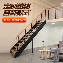 Double-beam stairway indoor overall swivel duplex stairway loft DIY solid wood stair solid wood Step manufacturer set to do