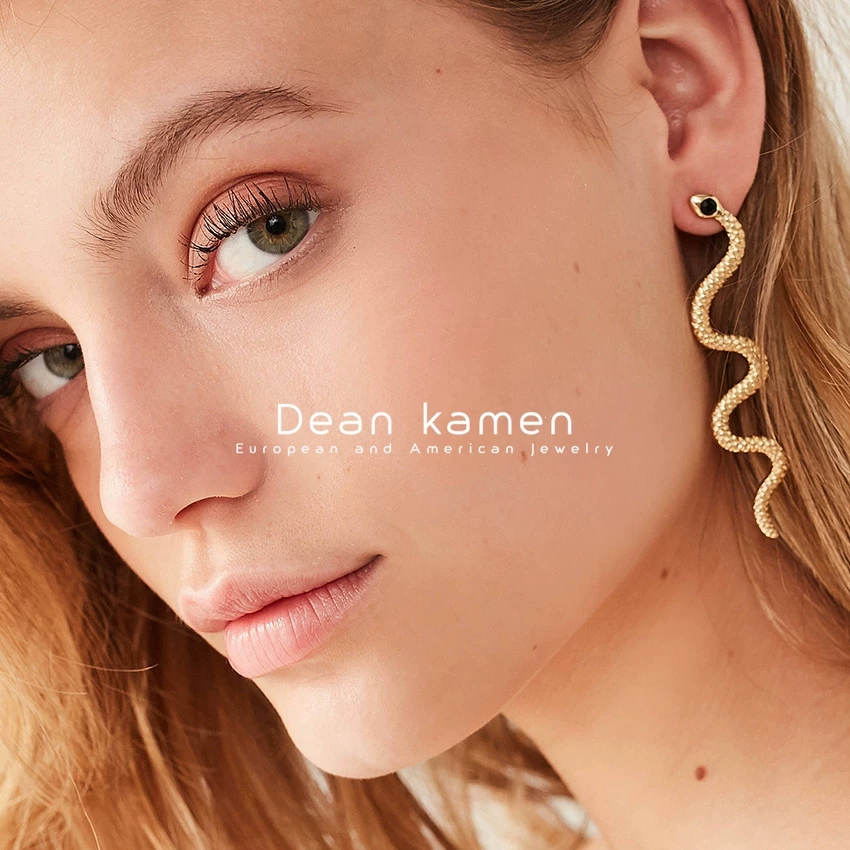 Snake Earring ladies个性夸张长版蛇纹蛇耳针耳环饰серьги