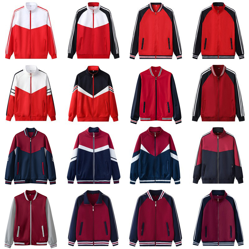 Spring and Autumn School Uniform Set for Primary and Secondary School Students, Junior High School Sportswear, High School Burgundy Jacket, Class Uniform, Long-Sleeved Top