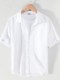 Summer linen shirt men's short-sleeved loose Japanese casual trendy brand thin large size trendy white cotton and linen work shirt