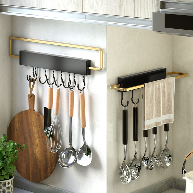 Light extravagant kitchen hanger frame free of punch powerful adhesive glued hook wall hanging bearing rack hanging spoon containing layer rack