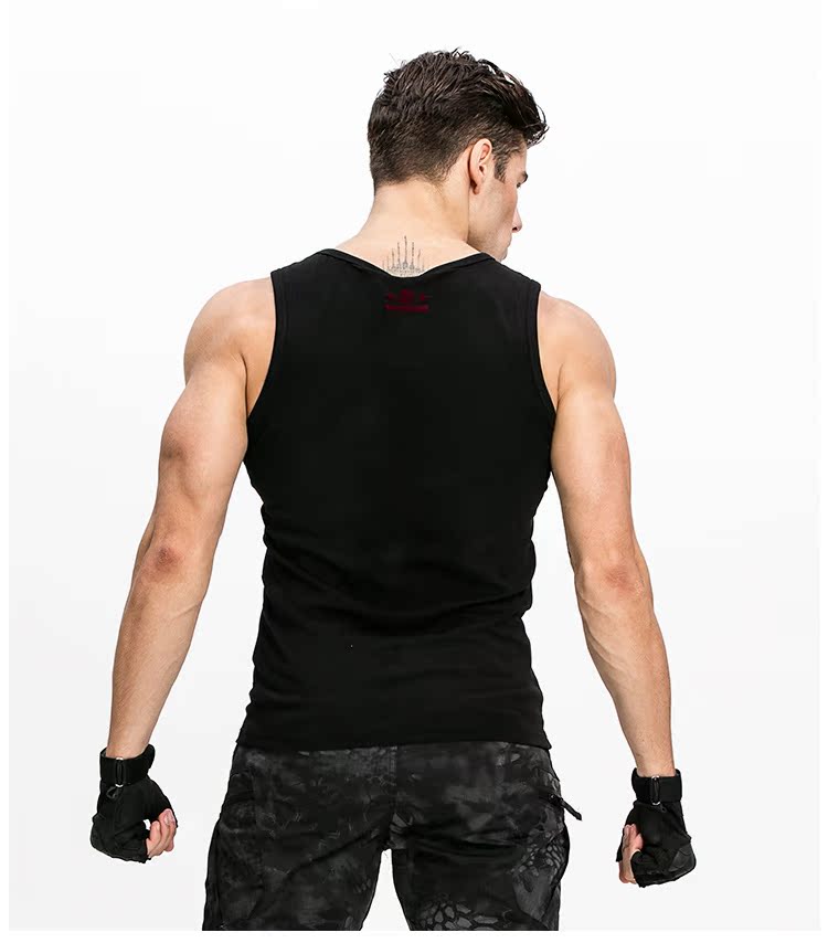 Battlefield new men chiến thuật thể dục thể thao cổ tròn màu rắn tay áo thun ngoài trời mồ hôi vest mùa hè ba lỗ
