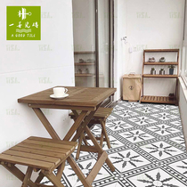  Yishan Nordic modern black and white tiles 300 Kitchen bathroom wall tiles Balcony garden floor tiles Non-slip tiles