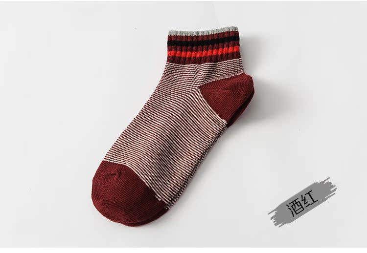 Vớ nam vớ ngắn mùa xuân và mùa hè cotton nam vớ ống Nhật Bản đơn giản sọc nam vớ thấm mồ hôi cotton vớ - Vớ nam vớ ngắn