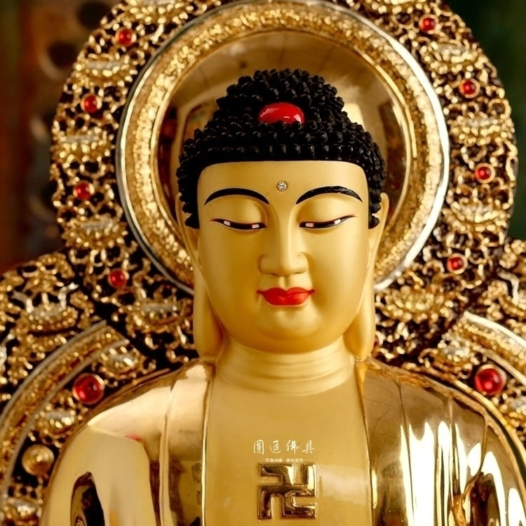 臺灣盛凡鎏金佛像純銅釋迦牟尼佛佛金剛座三寶佛藥師佛阿彌陀佛擺件