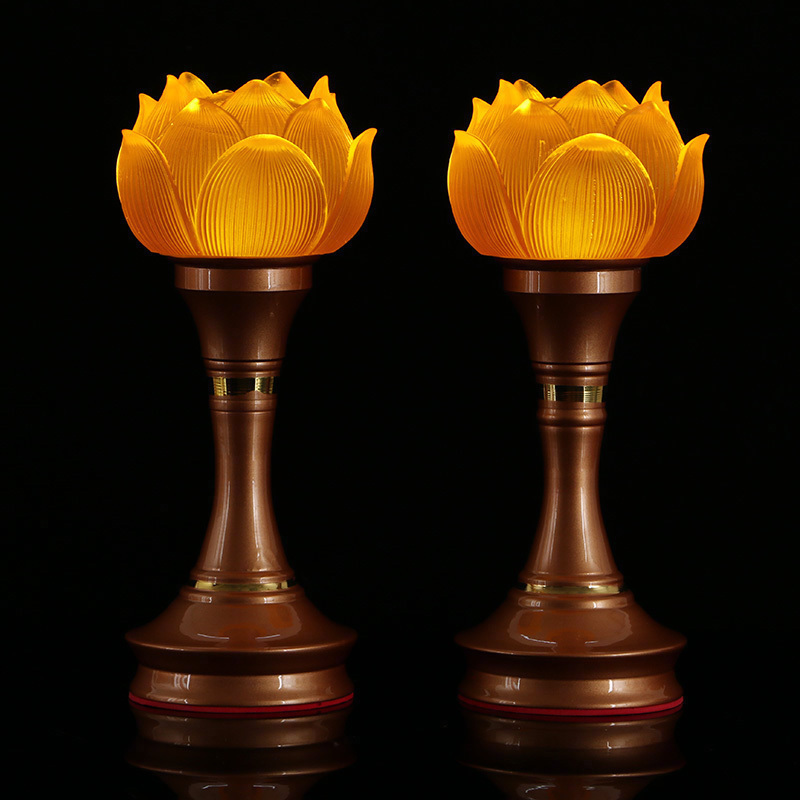 Round Buddha Furniture Glass Lotus Flower Lamp Buddha Supply Lamp led Long Ming Electricity Insert Buddha Hall for Buddha Guanyin Buddha Lamp Buddha Front Lamp