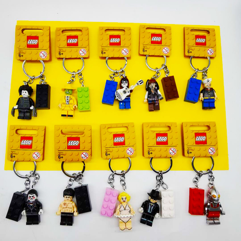 Creative Cartoon Le Degao Building Block Miniature Keychain Movie Character Ultraman Car Backpack Pendant DIY