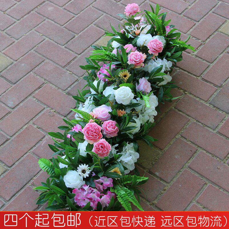 New Wedding Props Flower Platoon Olive Branch Ocean Peony Ground Row Leading Flowers Silk Flower T Table Arrangement Platoon Flowers