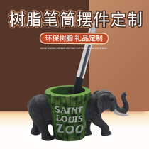 Enterprise company school resin ornament pen holder custom cartoon animal character ornament anniversary gift custom