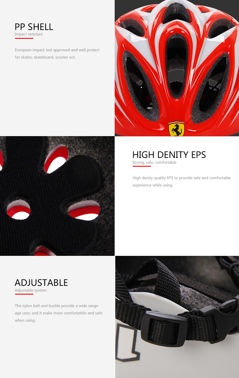 Ferrari trượt băng bảo vệ thiết bị trẻ em mũ bảo hiểm trượt ván trượt xe đạp cân bằng xe thể thao chống vỡ mũ bảo hiểm - Smart Scooter xe thăng bằng ander vip