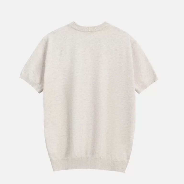 Summer Light Luxury Minimalist Style Round Neck Short-Sleeved Sweater for Men in Dark Gray Slim Fit Comfortable Breathable Sweater