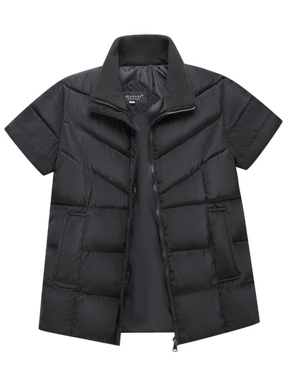 秋冬新款中老年男士带袖羽绒棉马甲外套爸爸加厚保暖背心短袖棉衣