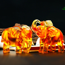 Auspicious auspicious elephant living room high-end atmosphere Chinese style fortune elephant Gao Sheng glass elephant ornaments Lucky town house entrance