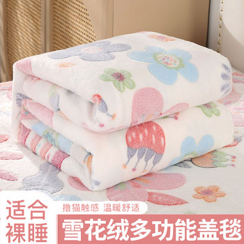 Milk Velvet Blanket for Winter Naps, Office Shawl, Thin Air-Conditioning Blanket, Coral Velvet Sofa Quilt, for Bed Use