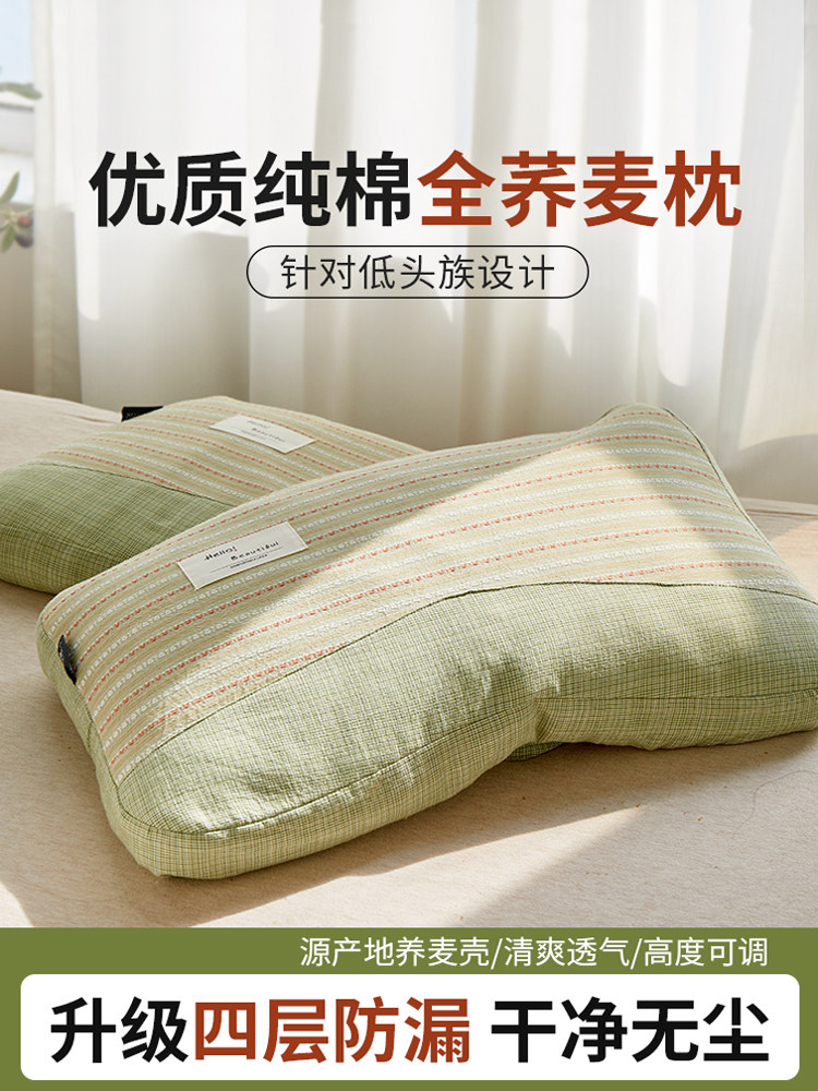 Buckwheat Pillow for Neck Support and Sleep Aid, Pillow Core for Adults, Men's Sleep-Specific, Hard, Whole Buckwheat Husk Pair