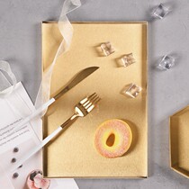 Nordic light luxury gold straight edge plate Geometric storage plate Desktop cosmetics tray Dinner plate tea plate logo customization