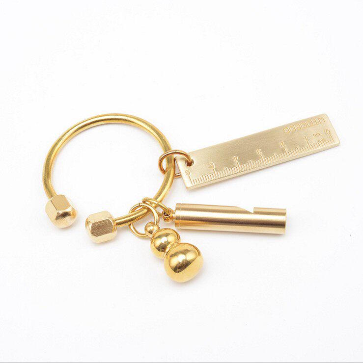 homein Scandinavian style full brass key chain set of four (anti-lost information plate can be laser engraved)