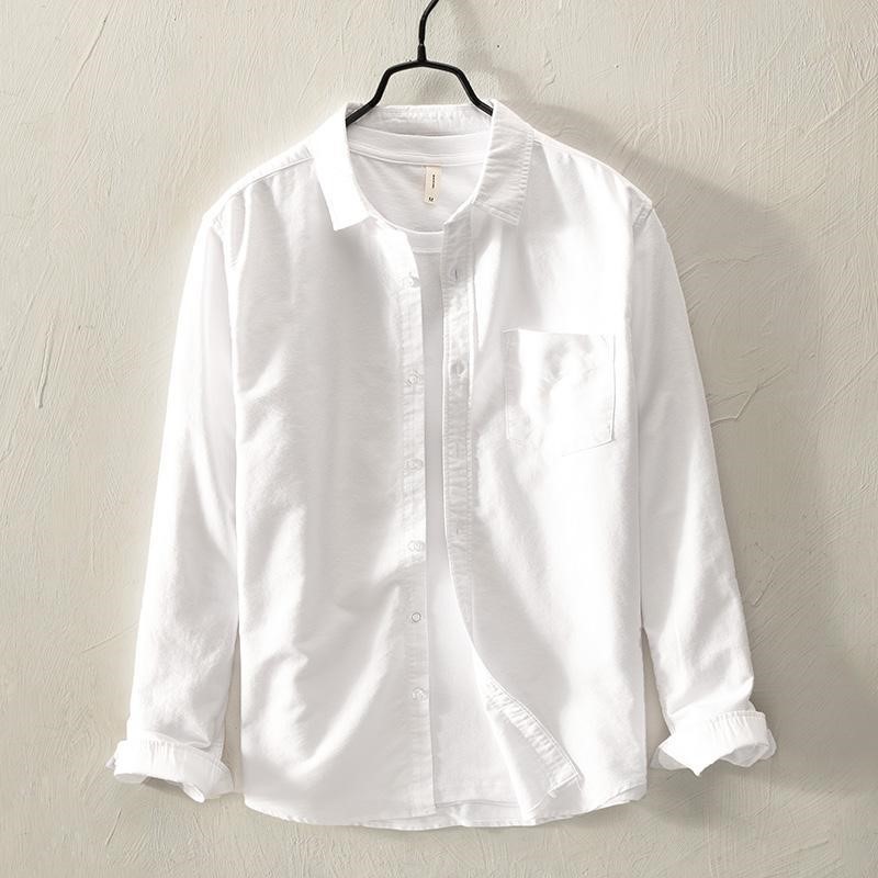 Young men's Korean version of spring and autumn shirt 2019 spring new long sleeve cotton shirt men's fashion slim men's clothing