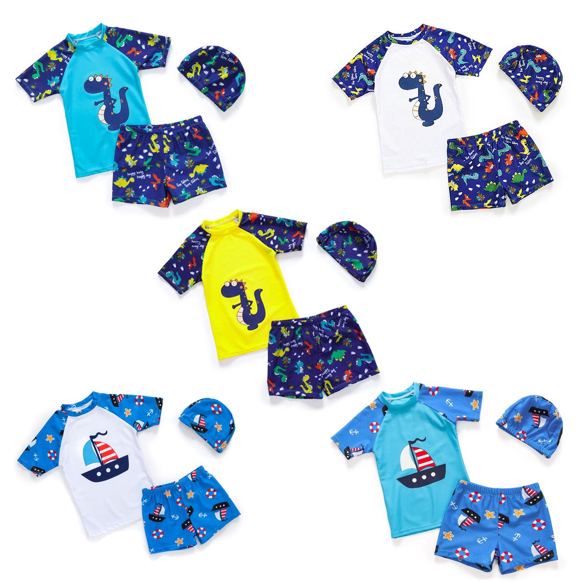 Teenage Children Swimsuit Boys Small, Middle and Large Children Students Big Size Boys Two-Piece Swim Trunks Set Fat Children Swimming