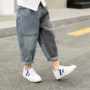 Quần jeans nam xuân thu 2019 phiên bản mới của Hàn Quốc quần ống đơn nước ngoài nhỏ nhỏ giản dị quần xuân trẻ em quần - Quần jean quan ao tre em